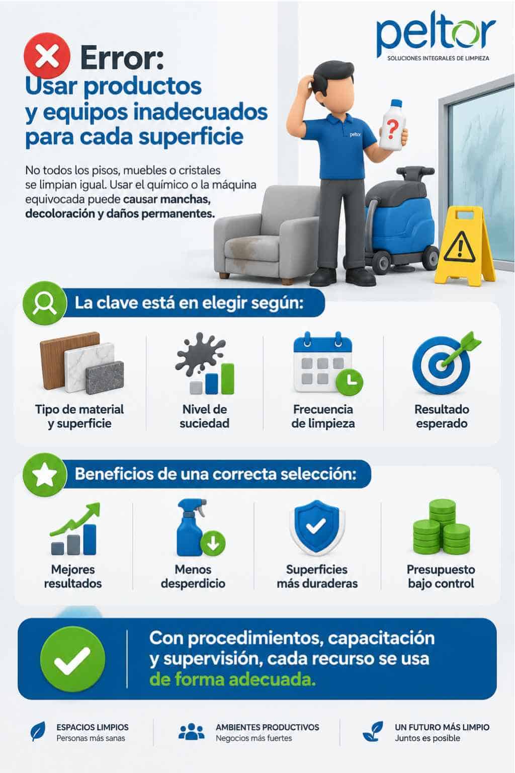 INFOGRAFIA ILUSTRACION Usar productos y equipos inadecuados para cada superficie - Peltor Mexico